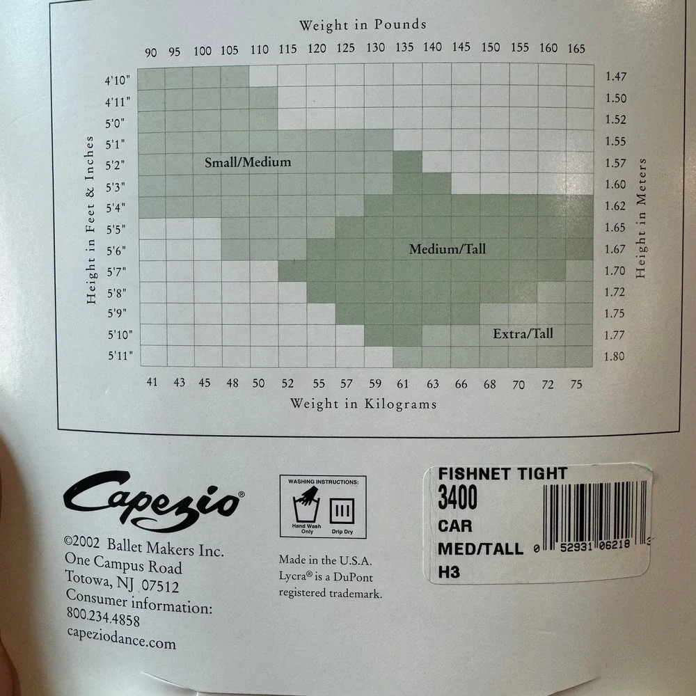 Vintage Capezio 3400 Fishnet Tights 3 Pack with Seams Caramel Medium/Tall MT NEW